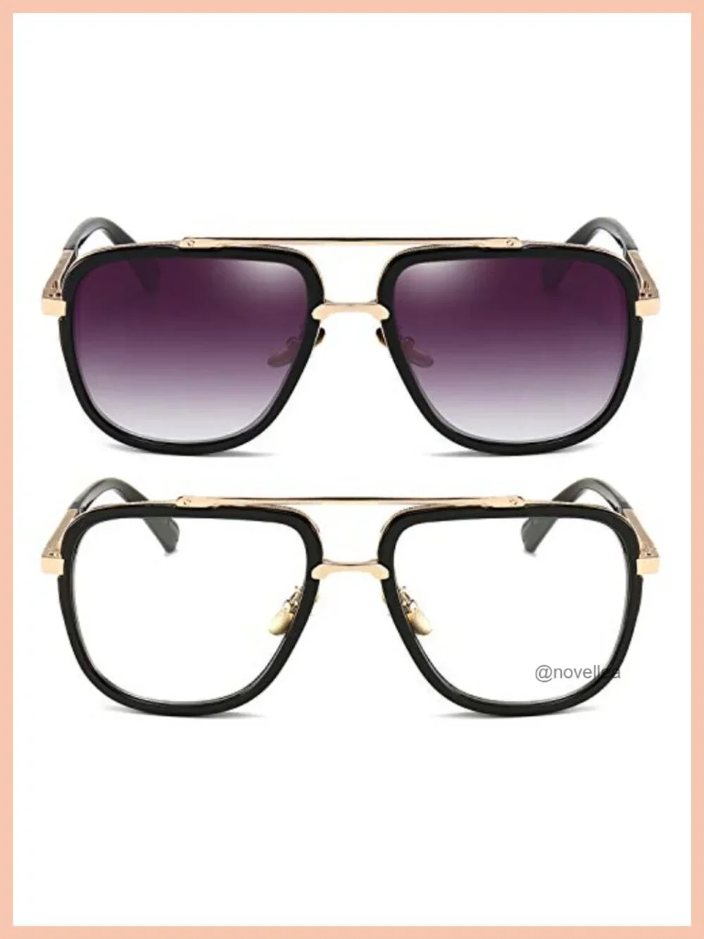 Oversized Square Aviator Sunglasses for Men Gold Frame Retro Pilot Shades UV400